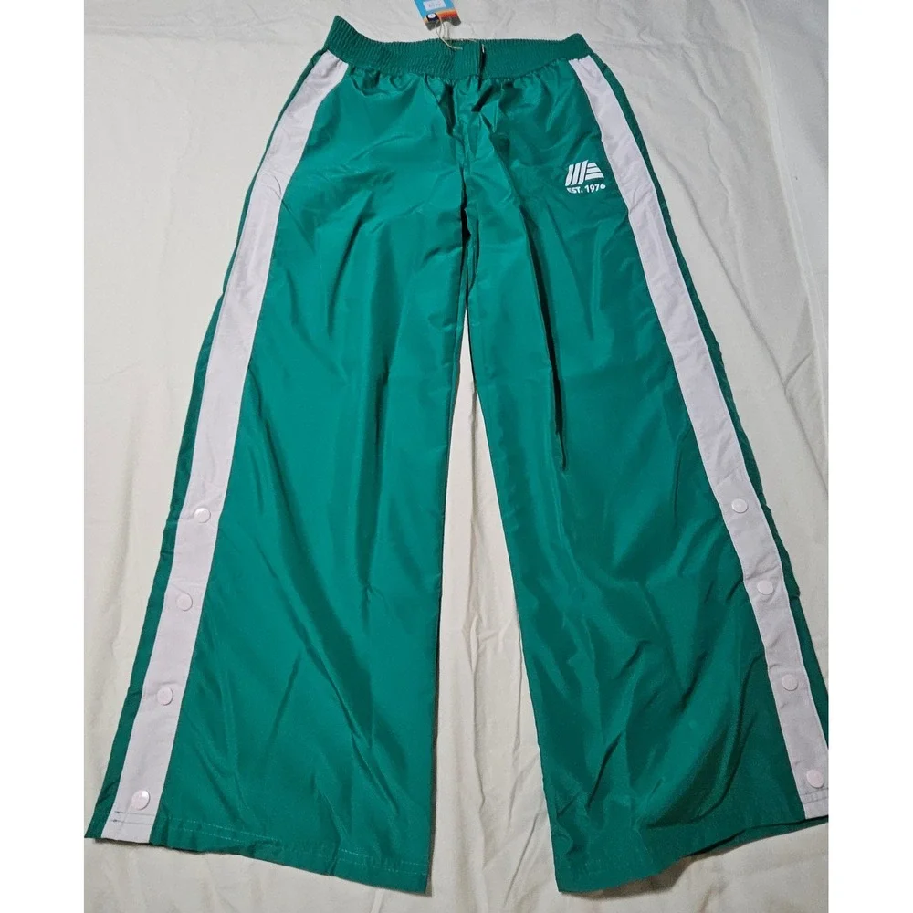 Aldi Tracksuit Set Womens Medium Green White Windbreaker Snap Pants Retro Gear